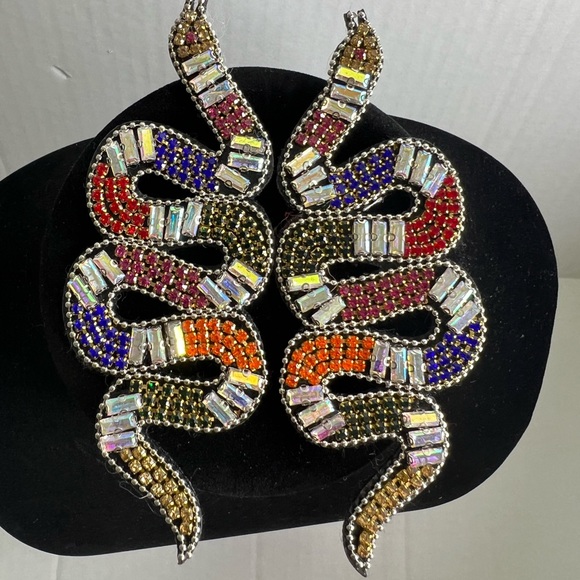 Embellished Snake Earrings Jewelry - NWOT Multicolored Snake pierced Beaded Earrings | Embellished
